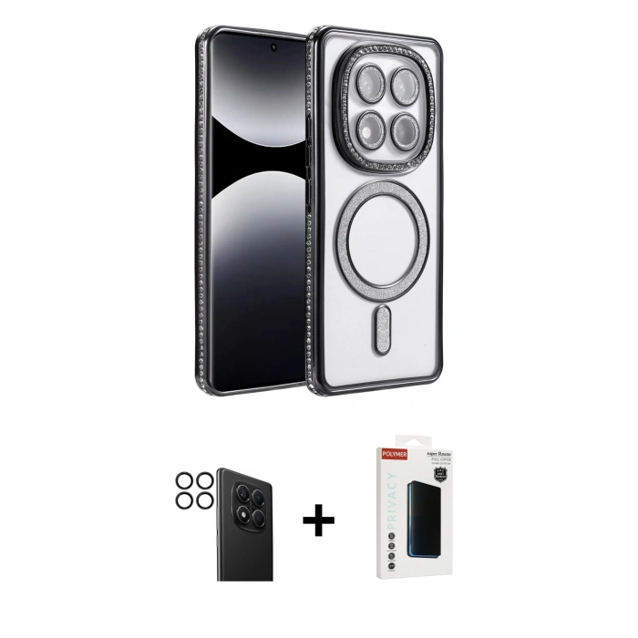 MARSİLYAN™- Redmi Note 14 Pro 4G Kılıf Zirve Doku Prime - Şeffaf Hayalet Polymer Nano Ekran Koruyucu + PVD Metal Kamera Lens - SH