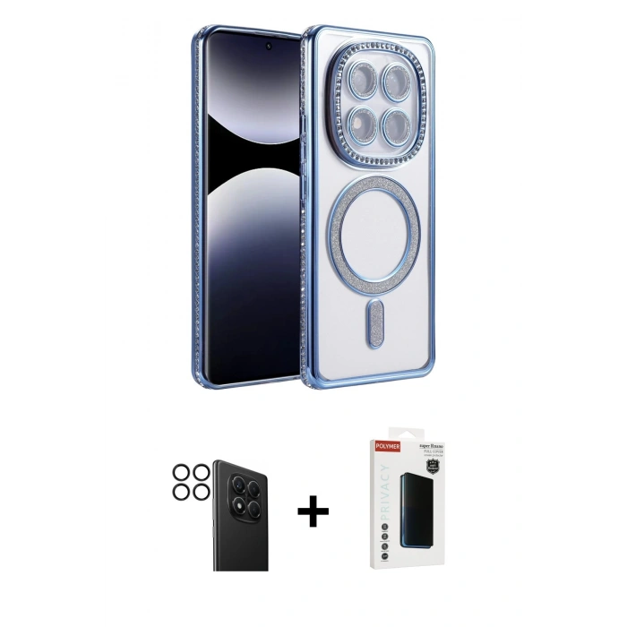 MARSİLYAN™- Redmi Note 14 Pro 4G Kılıf Zirve Doku Prime - Şeffaf Hayalet Polymer Nano Ekran Koruyucu + PVD Metal Kamera Lens - SH