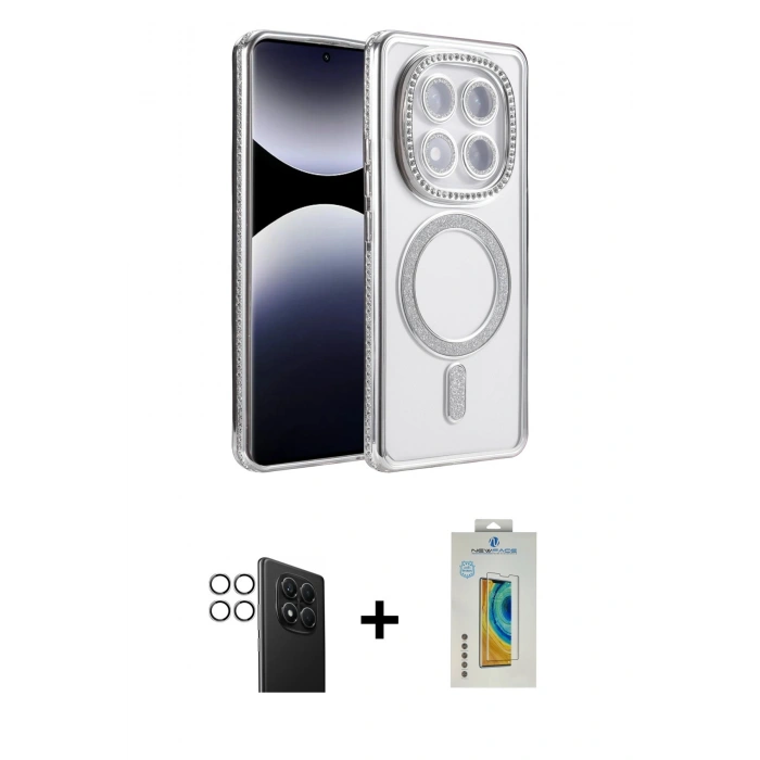 MARSİLYAN™- Redmi Note 14 Pro 4G Kılıf Zirve Doku Prime - Şeffaf Polymer Nano Ekran Koruyucu + PVD Metal Kamera Lens - GS