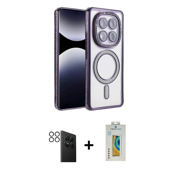 MARSİLYAN™- Redmi Note 14 Pro 4G Kılıf Zirve Doku Prime - Şeffaf Polymer Nano Ekran Koruyucu + PVD Metal Kamera Lens - SH