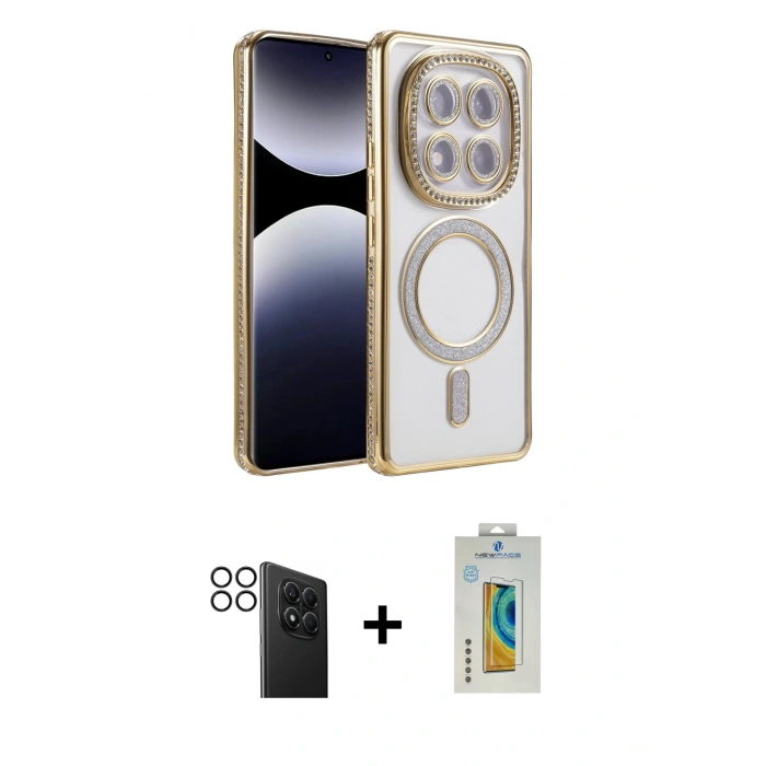 MARSİLYAN™- Redmi Note 14 Pro 4G Kılıf Zirve Doku Prime - Şeffaf Polymer Nano Ekran Koruyucu + PVD Metal Kamera Lens - SH