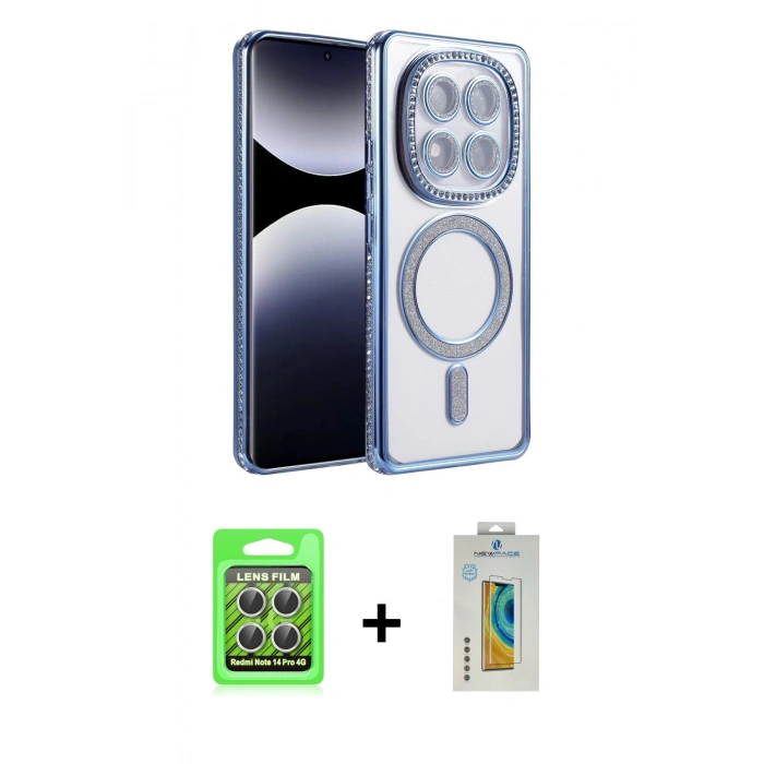 MARSİLYAN™- Redmi Note 14 Pro 4G Kılıf Zirve Doku Prime - Şeffaf Polymer Nano Ekran Koruyucu + Raze Metal Kamera Lens - GS