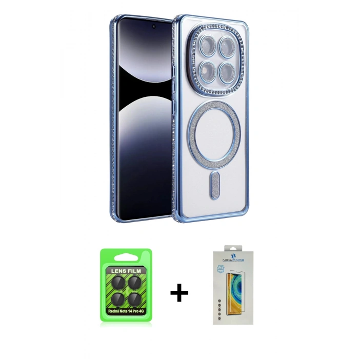 MARSİLYAN™- Redmi Note 14 Pro 4G Kılıf Zirve Doku Prime - Şeffaf Polymer Nano Ekran Koruyucu + Raze Metal Kamera Lens - SH
