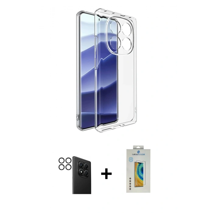 MARSİLYAN™- Redmi Note 14 Pro 4G Kılıf Zirve Doku - Şeffaf Polymer Nano Ekran Koruyucu + PVD Metal Kamera Lens - SH
