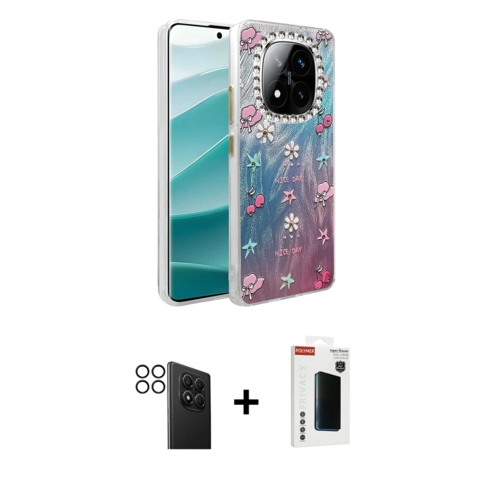 MARSİLYAN™- Redmi Note 14 Pro 4G Kılıf Zirve Modern Prime - Şeffaf Hayalet Polymer Nano Ekran Koruyucu + PVD Metal Kamera Lens - SH