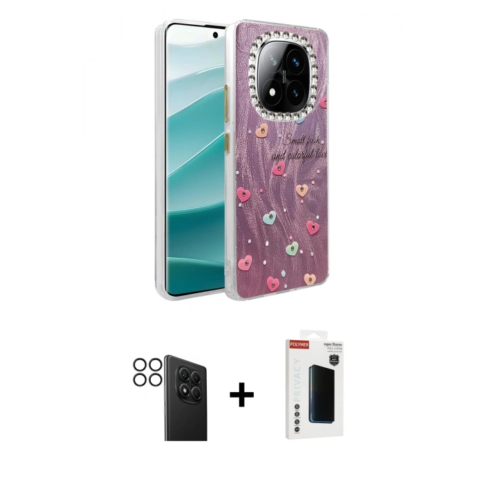 MARSİLYAN™- Redmi Note 14 Pro 4G Kılıf Zirve Modern Prime - Şeffaf Hayalet Polymer Nano Ekran Koruyucu + PVD Metal Kamera Lens - SH