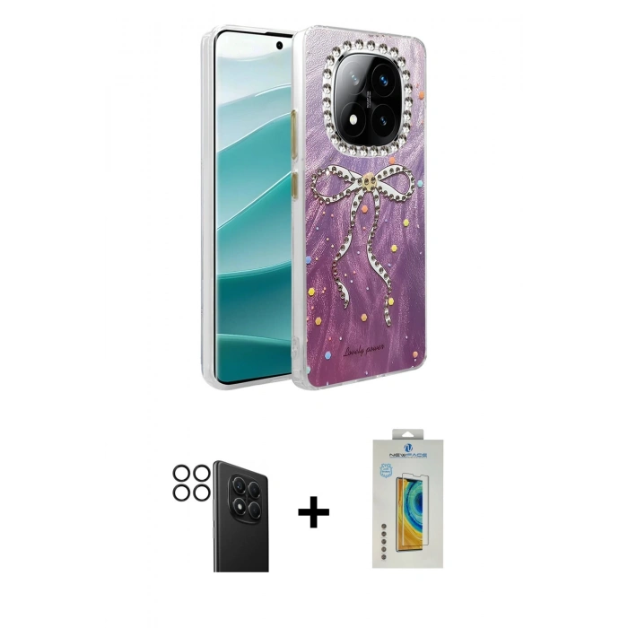 MARSİLYAN™- Redmi Note 14 Pro 4G Kılıf Zirve Modern Prime - Şeffaf Polymer Nano Ekran Koruyucu + PVD Metal Kamera Lens - SH