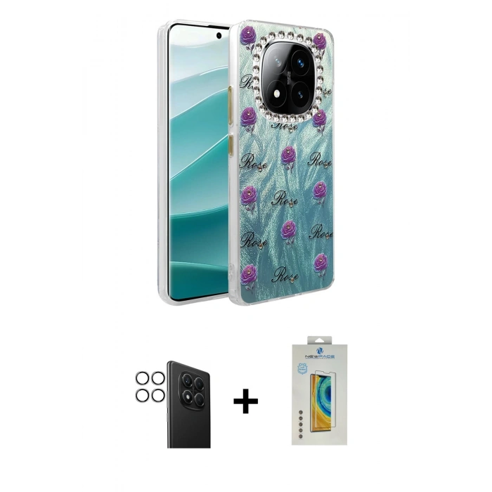 MARSİLYAN™- Redmi Note 14 Pro 4G Kılıf Zirve Modern Prime - Şeffaf Polymer Nano Ekran Koruyucu + PVD Metal Kamera Lens - GS