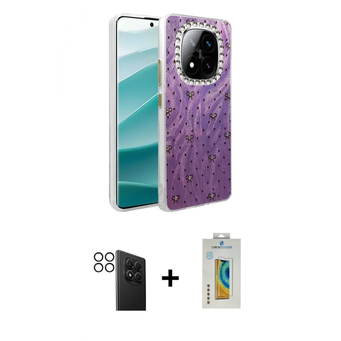 MARSİLYAN™- Redmi Note 14 Pro 4G Kılıf Zirve Modern Prime - Şeffaf Polymer Nano Ekran Koruyucu + PVD Metal Kamera Lens - SH