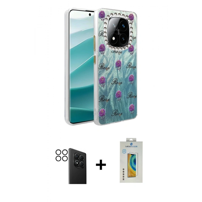 MARSİLYAN™- Redmi Note 14 Pro 4G Kılıf Zirve Modern Prime - Şeffaf Polymer Nano Ekran Koruyucu + PVD Metal Kamera Lens - SH