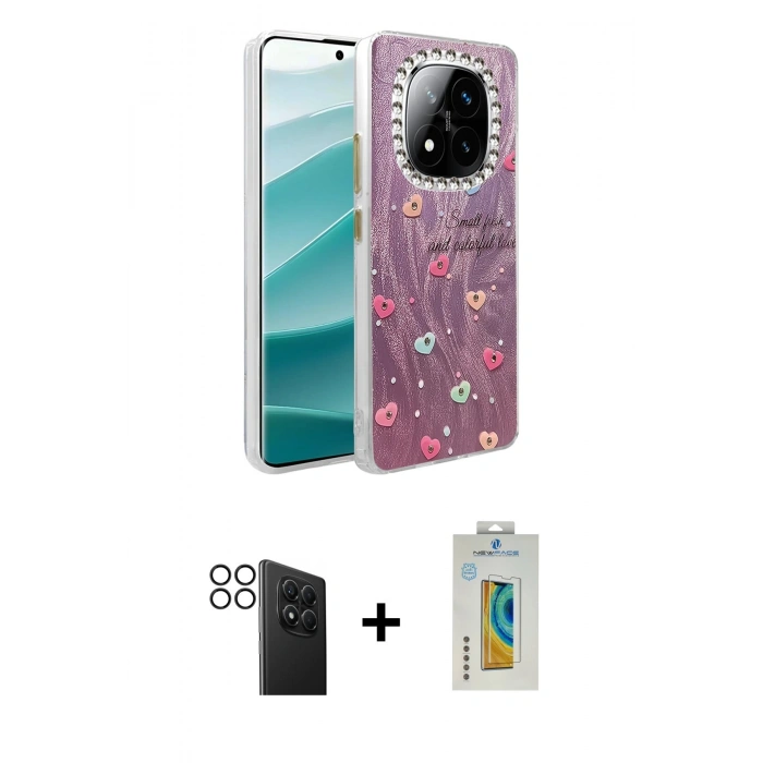 MARSİLYAN™- Redmi Note 14 Pro 4G Kılıf Zirve Modern Prime - Şeffaf Polymer Nano Ekran Koruyucu + PVD Metal Kamera Lens - SH