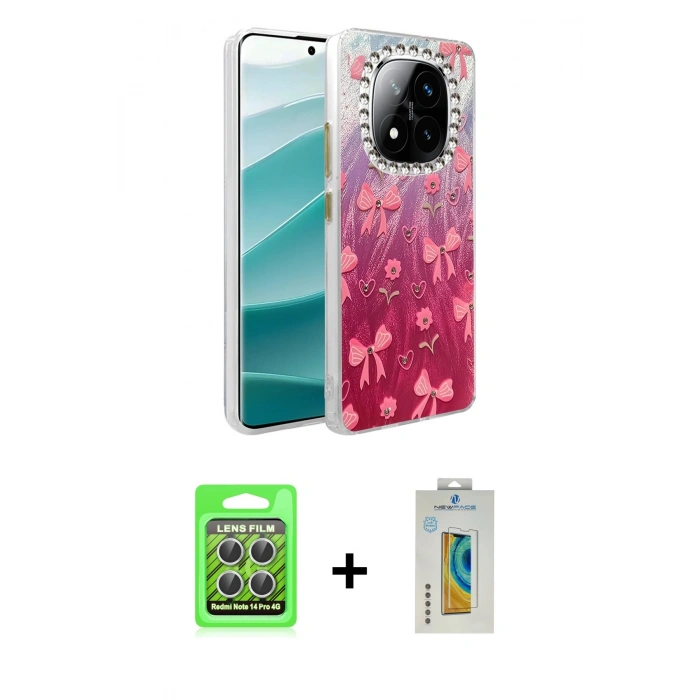 MARSİLYAN™- Redmi Note 14 Pro 4G Kılıf Zirve Modern Prime - Şeffaf Polymer Nano Ekran Koruyucu + Raze Metal Kamera Lens - GS