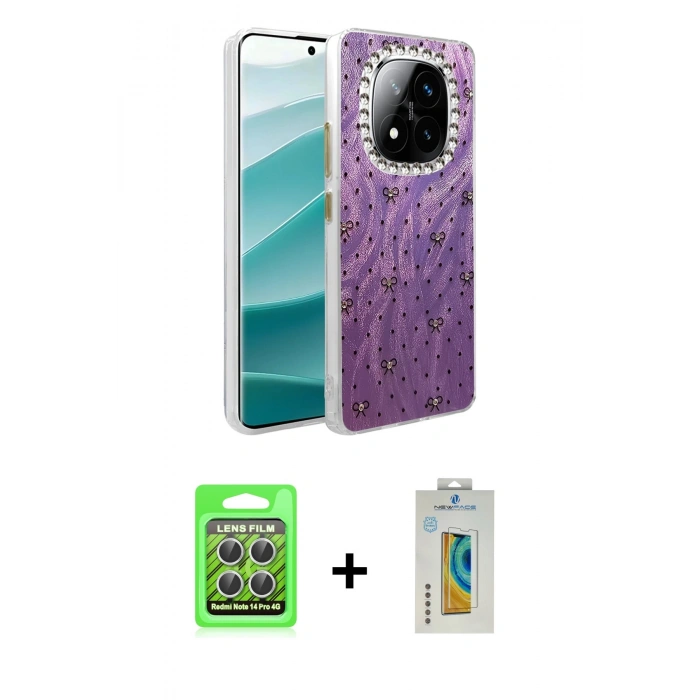 MARSİLYAN™- Redmi Note 14 Pro 4G Kılıf Zirve Modern Prime - Şeffaf Polymer Nano Ekran Koruyucu + Raze Metal Kamera Lens - GS