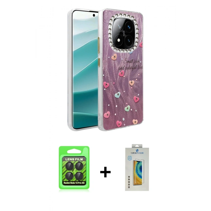 MARSİLYAN™- Redmi Note 14 Pro 4G Kılıf Zirve Modern Prime - Şeffaf Polymer Nano Ekran Koruyucu + Raze Metal Kamera Lens - SH
