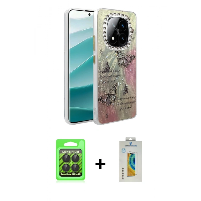 MARSİLYAN™- Redmi Note 14 Pro 4G Kılıf Zirve Modern Prime - Şeffaf Polymer Nano Ekran Koruyucu + Raze Metal Kamera Lens - SH