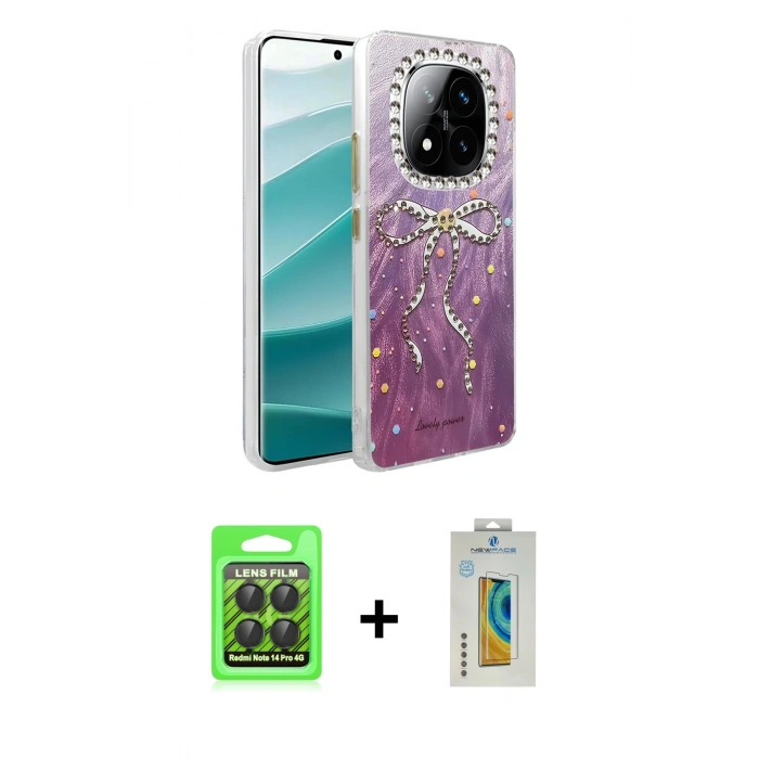 MARSİLYAN™- Redmi Note 14 Pro 4G Kılıf Zirve Modern Prime - Şeffaf Polymer Nano Ekran Koruyucu + Raze Metal Kamera Lens - SH