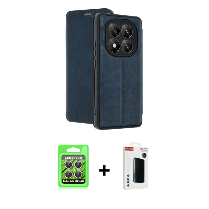 MARSİLYAN™- Redmi Note 14 Pro 4G Kılıf Zirve Yansıma Serisi - Şeffaf Hayalet Polymer Nano Ekran Koruyucu + Raze Metal Kamera Lens - GS