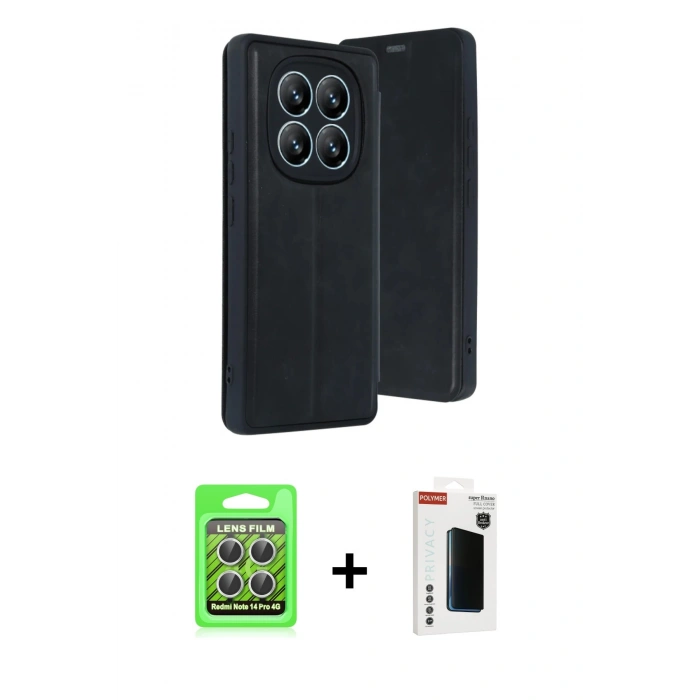 MARSİLYAN™- Redmi Note 14 Pro 4G Kılıf Zirve Yansıma Serisi - Şeffaf Hayalet Polymer Nano Ekran Koruyucu + Raze Metal Kamera Lens - GS