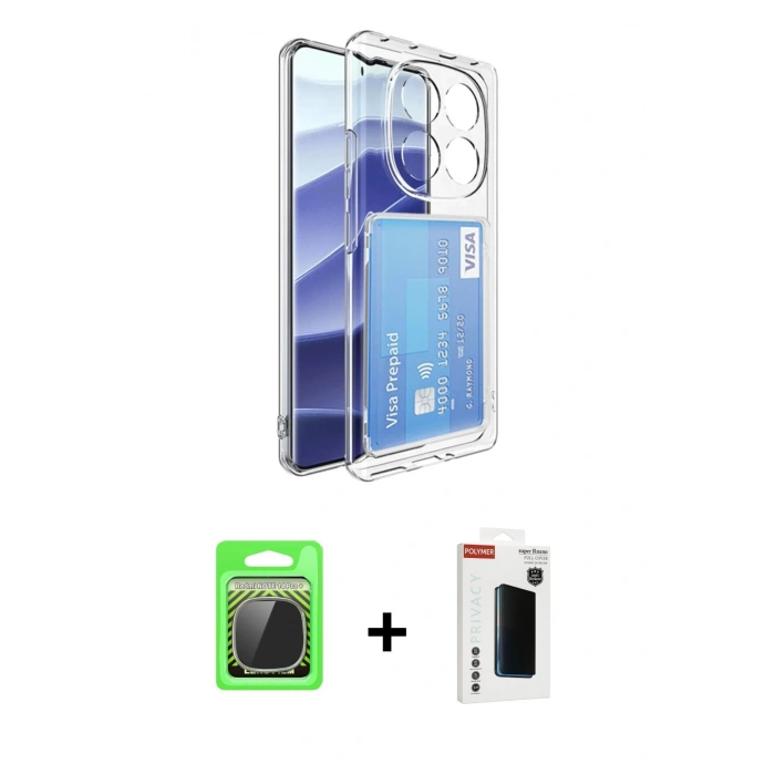 MARSİLYAN™- Redmi Note 14 Pro Plus Kılıf Doruk Klasik Koleksiyonu - Siyah Hayalet Polymer Nano Ekran Koruyucu + Raze Metal Kamera Lens - GS