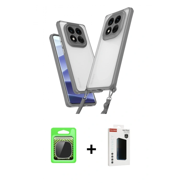 MARSİLYAN™- Redmi Note 14 Pro Plus Kılıf Ufuk Klasik - Siyah Hayalet Polymer Nano Ekran Koruyucu + Raze Metal Kamera Lens - GS