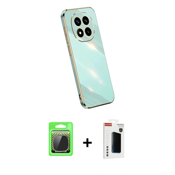 MARSİLYAN™- Redmi Note 14 Pro Plus Kılıf Yankı Serisi - Siyah Hayalet Polymer Nano Ekran Koruyucu + Raze Metal Kamera Lens - GS