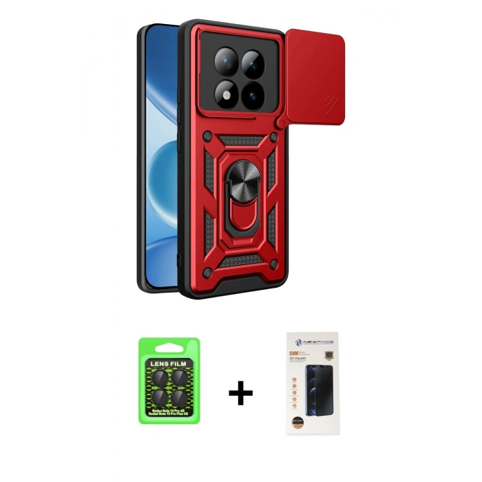 MARSİLYAN™- Redmi Note 15 Pro 5G Kılıf Ahenk Klasik - Siyah 3D Antistatik Hayalet Cam Ekran Koruyucu + Raze Metal Kamera Lens - SH