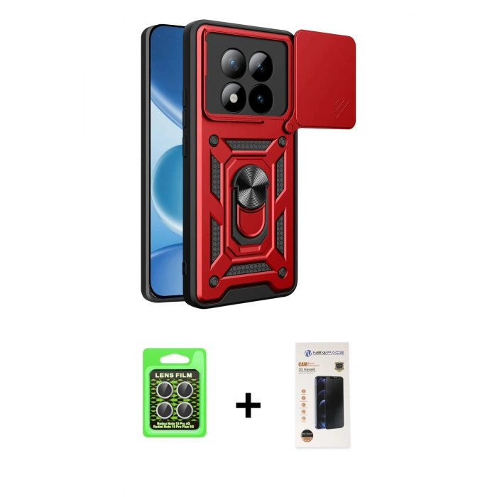 MARSİLYAN™- Redmi Note 15 Pro 5G Kılıf Ahenk Klasik - Siyah 3D Antistatik Hayalet Cam Ekran Koruyucu + Raze Metal Kamera Lens - GS