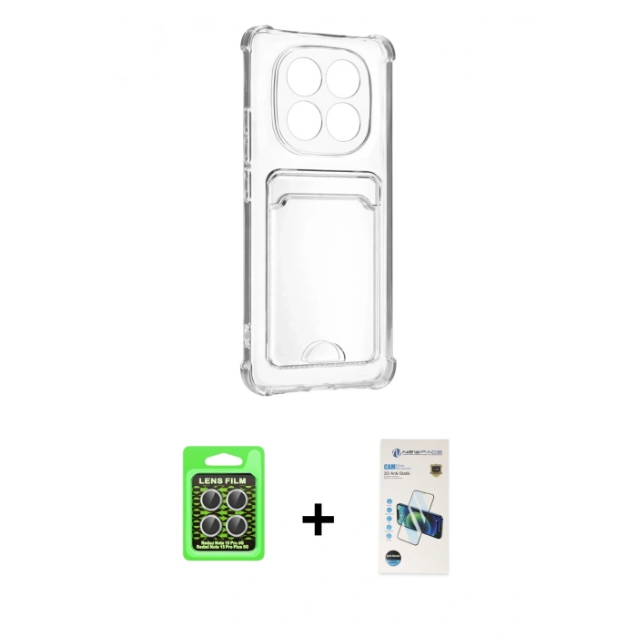 MARSİLYAN™- Redmi Note 15 Pro 5G Kılıf Doruk Klasik Koleksiyonu - Siyah 3D Antistatik Cam Ekran Koruyucu + Raze Metal Kamera Lens - GS