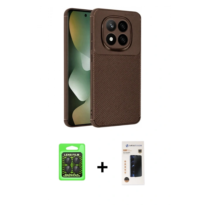 MARSİLYAN™- Redmi Note 15 Pro 5G Kılıf Eksen Form Prime - Siyah 3D Antistatik Hayalet Cam Ekran Koruyucu + Raze Metal Kamera Lens - SH