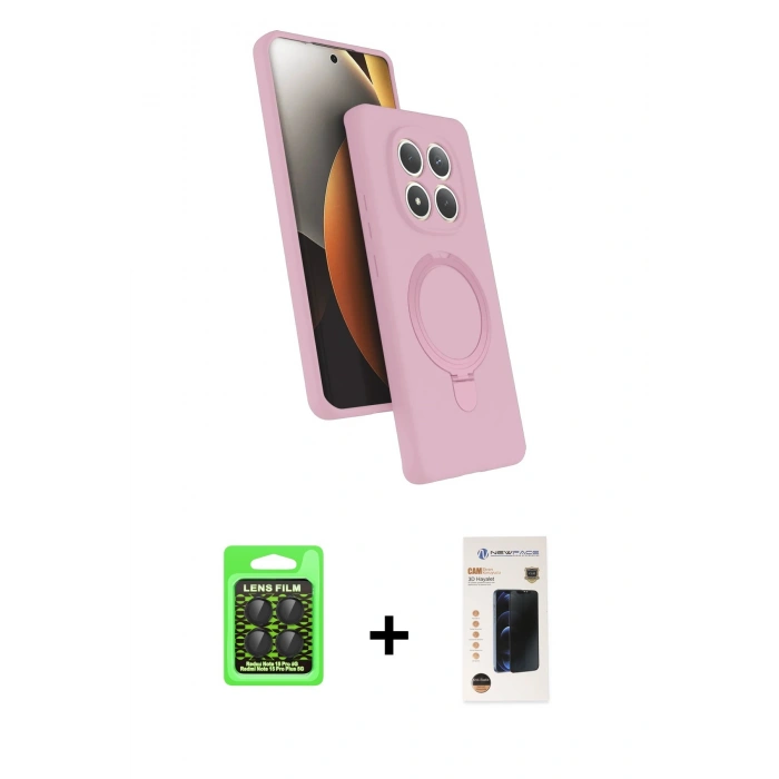 MARSİLYAN™- Redmi Note 15 Pro 5G Kılıf İz Işık Koleksiyonu - Siyah 3D Antistatik Hayalet Cam Ekran Koruyucu + Raze Metal Kamera Lens - SH
