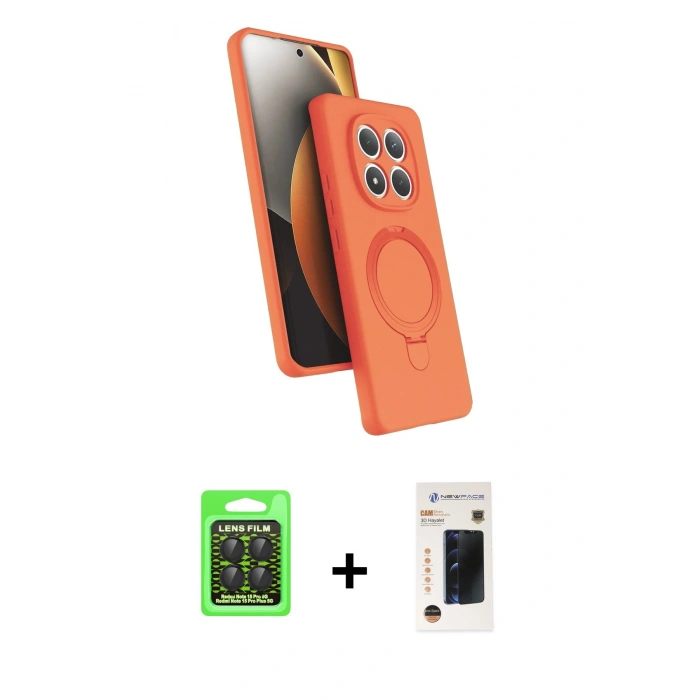 MARSİLYAN™- Redmi Note 15 Pro 5G Kılıf İz Işık Koleksiyonu - Siyah 3D Antistatik Hayalet Cam Ekran Koruyucu + Raze Metal Kamera Lens - SH