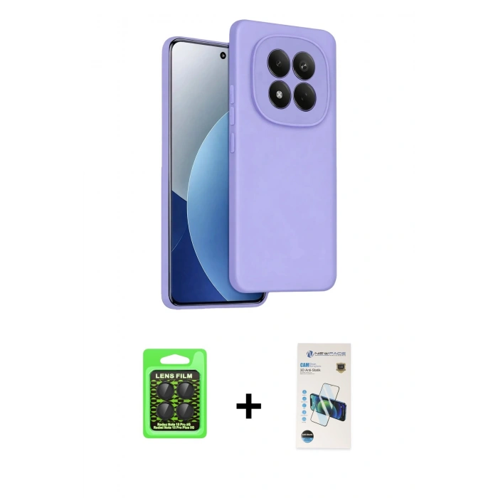 MARSİLYAN™- Redmi Note 15 Pro 5G Kılıf Kozmos Yansıma Özel Seri - Siyah 3D Antistatik Cam Ekran Koruyucu + Raze Metal Kamera Lens - SH