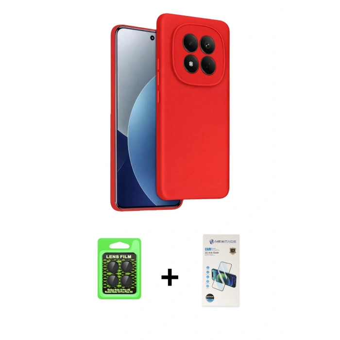MARSİLYAN™- Redmi Note 15 Pro 5G Kılıf Kozmos Yansıma Özel Seri - Siyah 3D Antistatik Cam Ekran Koruyucu + Raze Metal Kamera Lens - SH