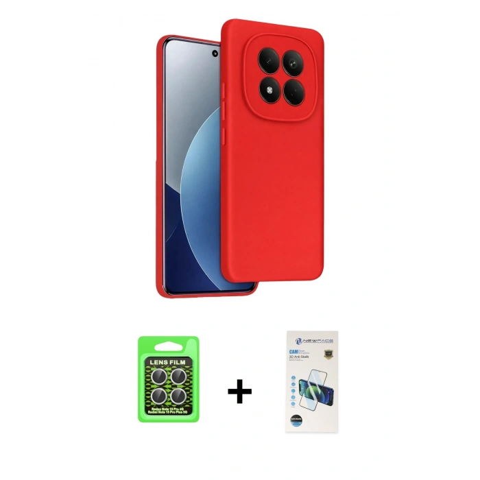 MARSİLYAN™- Redmi Note 15 Pro 5G Kılıf Kozmos Yansıma Özel Seri - Siyah 3D Antistatik Cam Ekran Koruyucu + Raze Metal Kamera Lens - GS