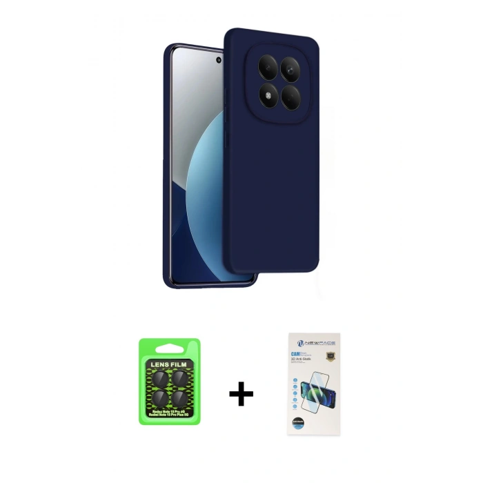 MARSİLYAN™- Redmi Note 15 Pro 5G Kılıf Kozmos Yansıma Özel Seri - Siyah 3D Antistatik Cam Ekran Koruyucu + Raze Metal Kamera Lens - SH