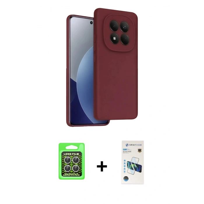 MARSİLYAN™- Redmi Note 15 Pro 5G Kılıf Kozmos Yansıma Özel Seri - Siyah 3D Antistatik Cam Ekran Koruyucu + Raze Metal Kamera Lens - GS