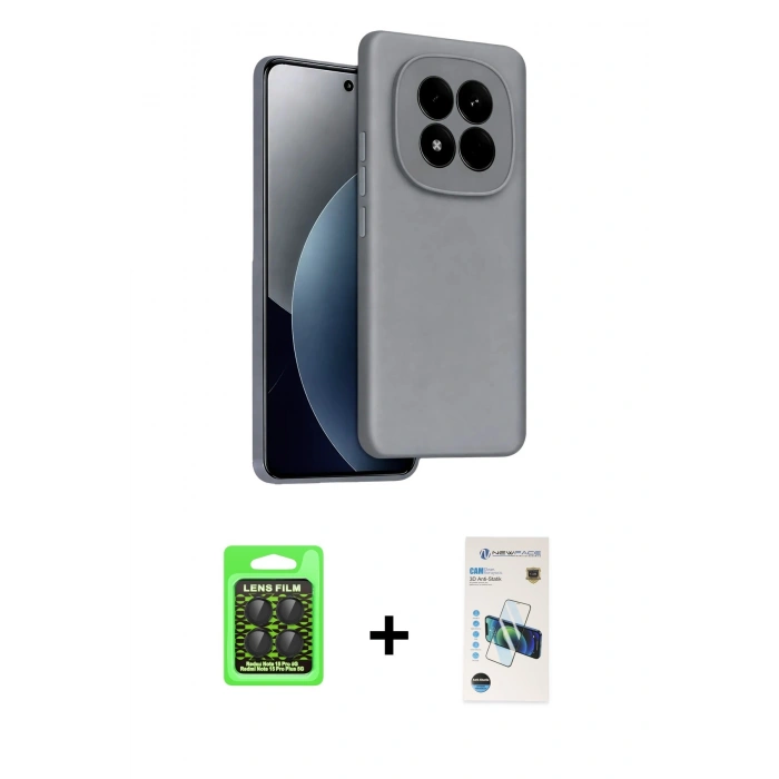 MARSİLYAN™- Redmi Note 15 Pro 5G Kılıf Kozmos Yansıma Özel Seri - Siyah 3D Antistatik Cam Ekran Koruyucu + Raze Metal Kamera Lens - SH