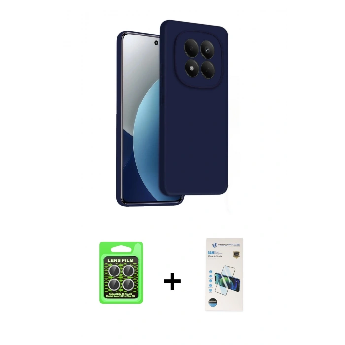 MARSİLYAN™- Redmi Note 15 Pro 5G Kılıf Kozmos Yansıma Özel Seri - Siyah 3D Antistatik Cam Ekran Koruyucu + Raze Metal Kamera Lens - GS