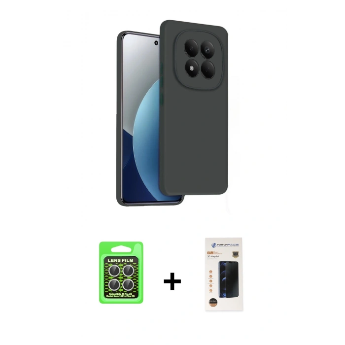 MARSİLYAN™- Redmi Note 15 Pro 5G Kılıf Kozmos Yansıma Özel Seri - Siyah 3D Antistatik Hayalet Cam Ekran Koruyucu + Raze Metal Kamera Lens - GS