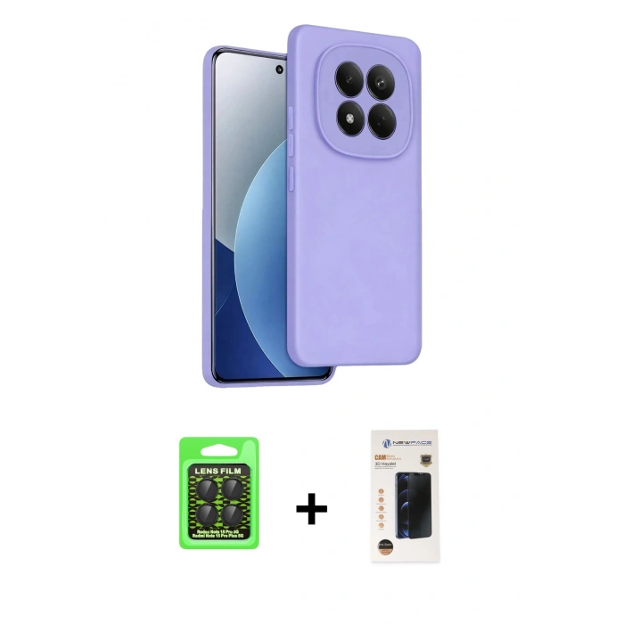 MARSİLYAN™- Redmi Note 15 Pro 5G Kılıf Kozmos Yansıma Özel Seri - Siyah 3D Antistatik Hayalet Cam Ekran Koruyucu + Raze Metal Kamera Lens - SH