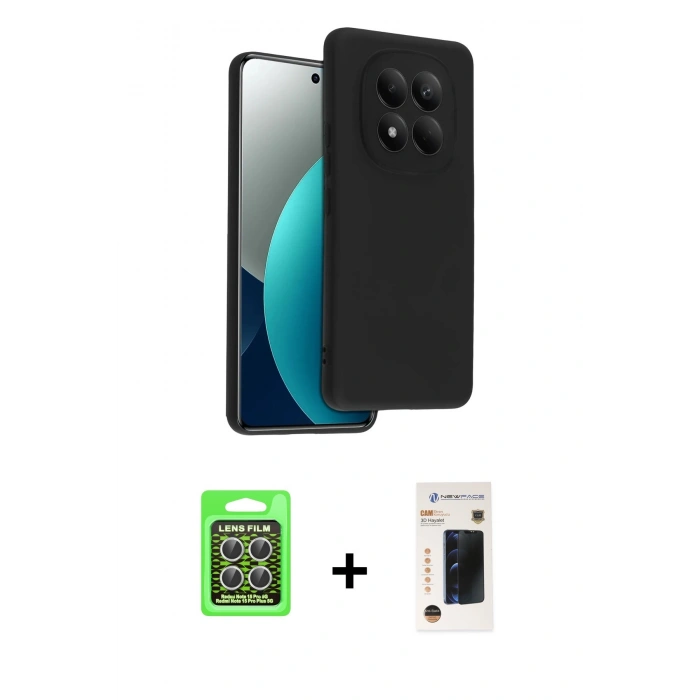 MARSİLYAN™- Redmi Note 15 Pro 5G Kılıf Kozmos Yansıma Özel Seri - Siyah 3D Antistatik Hayalet Cam Ekran Koruyucu + Raze Metal Kamera Lens - GS