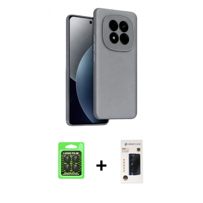 MARSİLYAN™- Redmi Note 15 Pro 5G Kılıf Kozmos Yansıma Özel Seri - Siyah 3D Antistatik Hayalet Cam Ekran Koruyucu + Raze Metal Kamera Lens - SH