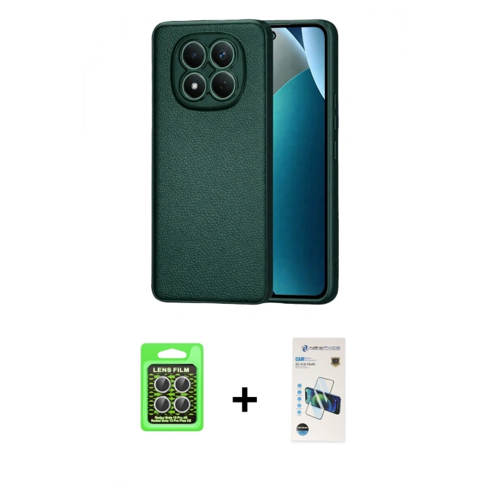 MARSİLYAN™- Redmi Note 15 Pro 5G Kılıf Nova Işık - Siyah 3D Antistatik Cam Ekran Koruyucu + Raze Metal Kamera Lens - GS