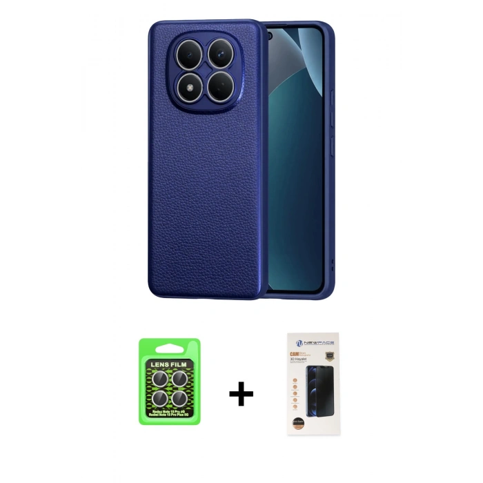 MARSİLYAN™- Redmi Note 15 Pro 5G Kılıf Nova Işık - Siyah 3D Antistatik Hayalet Cam Ekran Koruyucu + Raze Metal Kamera Lens - GS