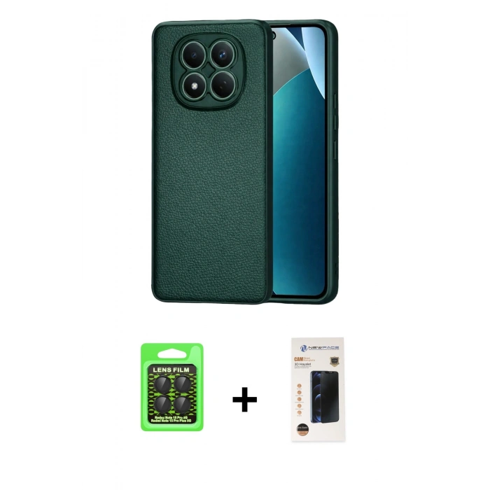 MARSİLYAN™- Redmi Note 15 Pro 5G Kılıf Nova Işık - Siyah 3D Antistatik Hayalet Cam Ekran Koruyucu + Raze Metal Kamera Lens - SH
