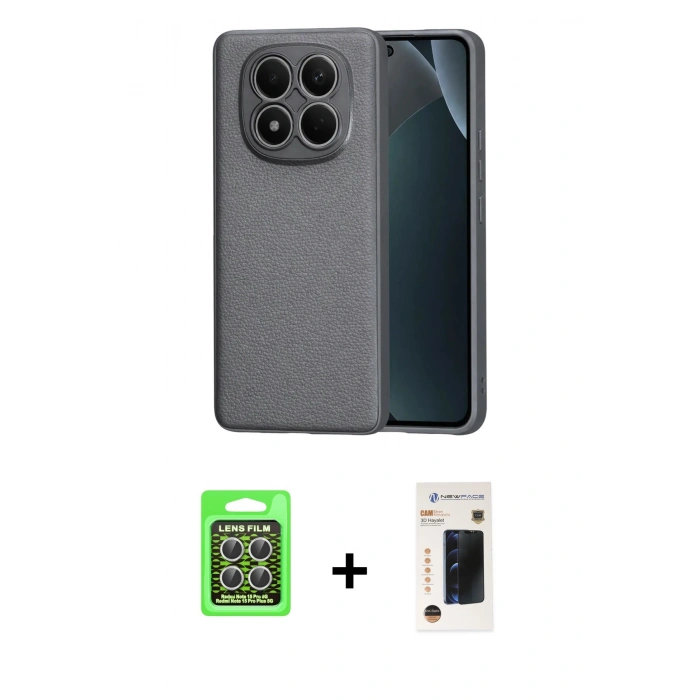 MARSİLYAN™- Redmi Note 15 Pro 5G Kılıf Nova Işık - Siyah 3D Antistatik Hayalet Cam Ekran Koruyucu + Raze Metal Kamera Lens - GS
