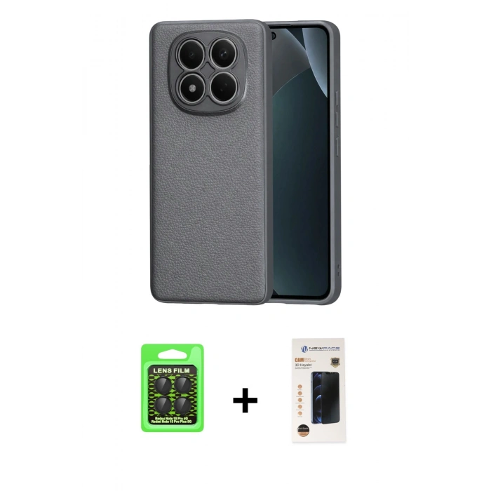 MARSİLYAN™- Redmi Note 15 Pro 5G Kılıf Nova Işık - Siyah 3D Antistatik Hayalet Cam Ekran Koruyucu + Raze Metal Kamera Lens - SH