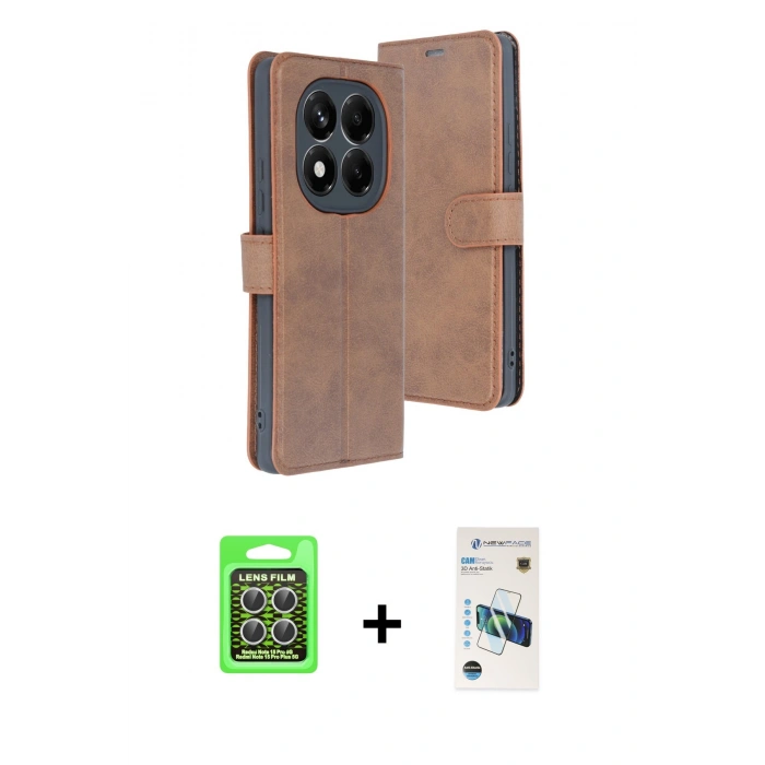 MARSİLYAN™- Redmi Note 15 Pro 5G Kılıf Siluet Işık Serisi - Siyah 3D Antistatik Cam Ekran Koruyucu + Raze Metal Kamera Lens - GS