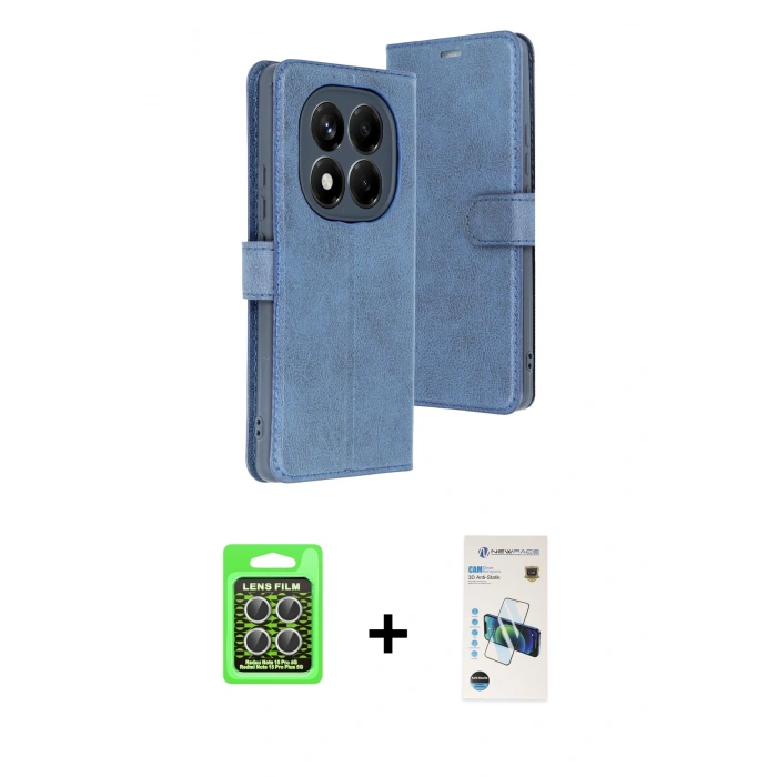 MARSİLYAN™- Redmi Note 15 Pro 5G Kılıf Siluet Işık Serisi - Siyah 3D Antistatik Cam Ekran Koruyucu + Raze Metal Kamera Lens - GS
