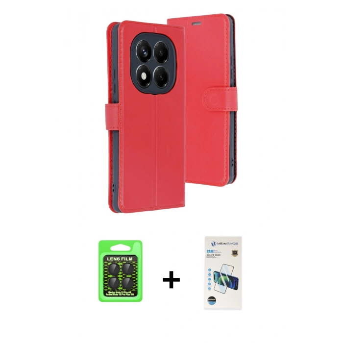MARSİLYAN™- Redmi Note 15 Pro 5G Kılıf Siluet Işık Serisi - Siyah 3D Antistatik Cam Ekran Koruyucu + Raze Metal Kamera Lens - SH